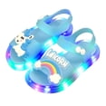 thumbnail image 2 of Girls Cute Unicorn Rainbow LED Light Up Jelly Sandals, Adjustable Ankle Strap Non Slip Kids Water Beach Shoes, Step Activated Glowing Summer Outdoor Walking Sandals 4-9Y, 2 of 7