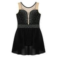 thumbnail image 4 of Hansber Kids Girls Sleeveless Patchwork Lyrical Dress Gymnastics Leotard Skirted Sparkle Modern Dance Costume Black 12, 4 of 6