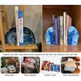thumbnail image 4 of AMOYSTONE Blue Agate Bookends Small 2-3 lbs Polished Dyed Crystal Stone for Books 1 Pair with Rubber Bumpers, 4 of 7