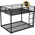 thumbnail image 5 of Bellemave Full Over Full Bunk Bed, Metal Low Bunk Beds Frame Built in Ladder, Floor Bunk Bed with Heavy Duty Slats Support, No Box Spring Required (Black), 5 of 8