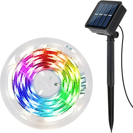 

9.84Ft 98 LED Solar Strip Lights Solar Flexible Rope Lights 8 Light Modes Reusable IP65 Waterproof Stairs Lights Auto On/Off Solar String Lights for Stairs Porch Garden Christmas