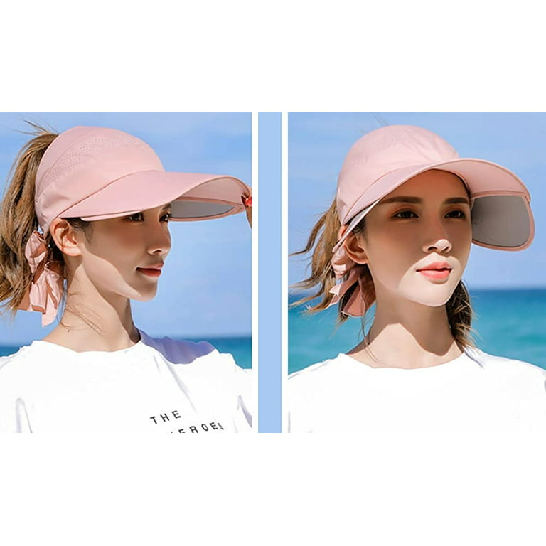 CoCopeaunts Visors for Women Sun Hat Beach Hat Widened Hat Brim Sun Visor  Cute UV Protection Ponytail Cap Travel Hiking Golf 2023 