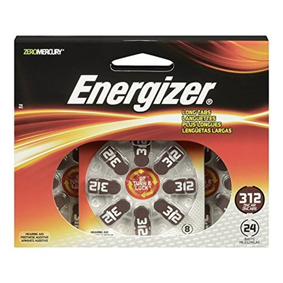 Energizer AZ312DP-24 - EZ Turn & Lock Zinc Air Hearing Aid Batteries