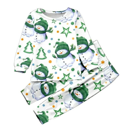 

AIMAOMI Kids Christmas Family Clothes Matching Cute Sets Kids Long Sleeve Tops Pants Kids Sets H