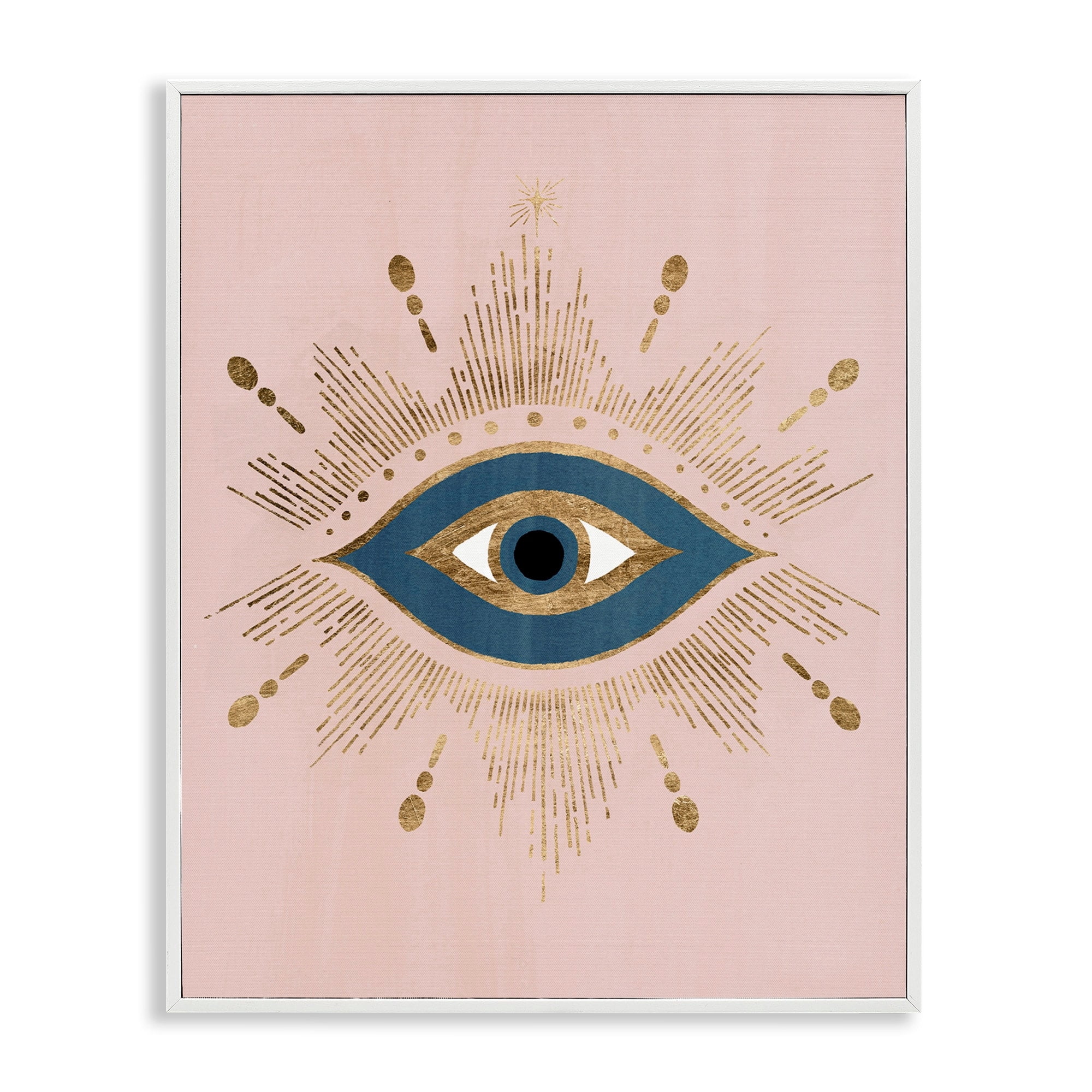 Stupell Industries Evil Eye Glam Boho Pattern Bold Blue Pink, 24 x 30, Design by Grace Popp