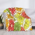 thumbnail image 6 of YFYANG Lightweight Warm Flannel Blanket, Cartoon Fruit Lemon Doodle Throw Blanket for Bed, Sofa, Travel, Camping, 80"x60", 6 of 7