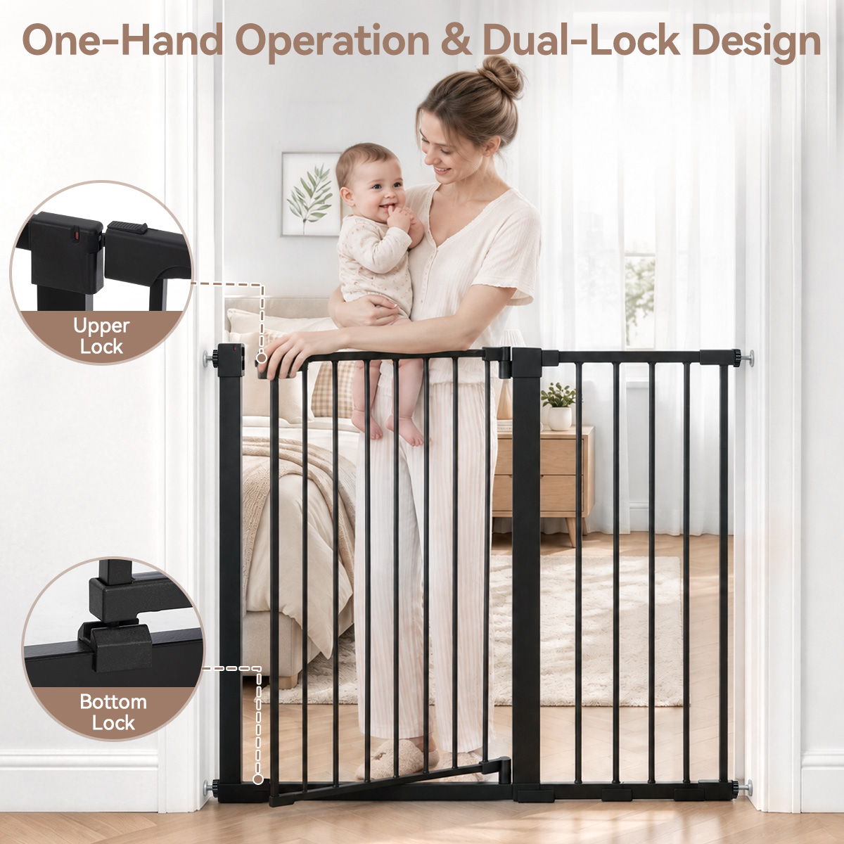 Caveen Extra Tall Baby Safety Gate, 29.5-46 in, Black photo 4