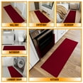 thumbnail image 6 of Ottomanson Solid Kitchen Runner Rug 1'10" x 6' - Non Slip Low Pile Carpet, Red, 6 of 14