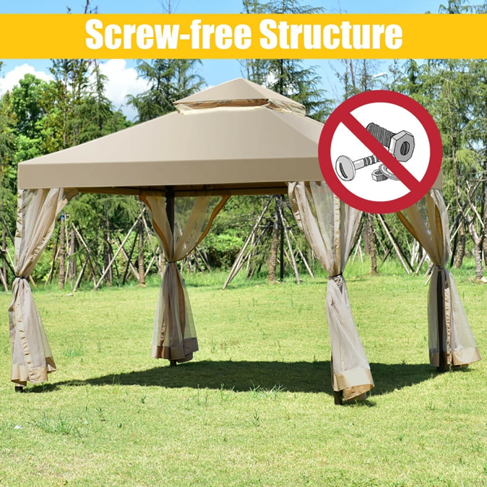 Aimee Lii Outdoor 2-Tier 10 Feet x 10 Feet Screw-free Structure Shelter Gazebo Canopy, Outdoor Canopy Aimee Lii Outdoor 2-Tier 10 Feet x 10 Feet Screw-free Structure Shelter Gazebo Canopy, Outdoor Canopy