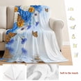 thumbnail image 5 of Blue Ombre Floral Blanket Soft Cozy Warm Throw Blanket for Couch, Plush Fuzzy Flannel Fleece Blankets for Sofa, Spring Flowers Modern Art Bed Blankets Lightweight Gifts for Women, 40"x60", 5 of 9
