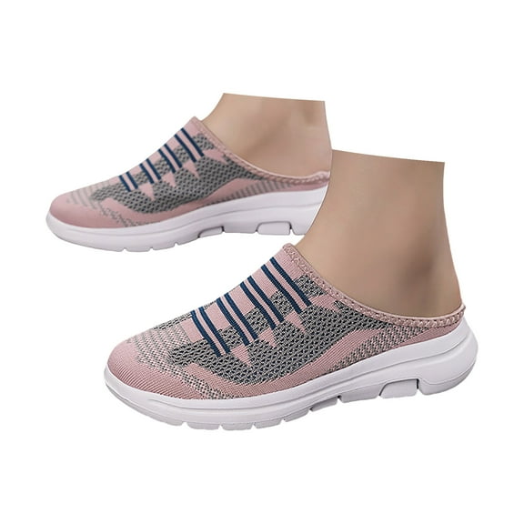 IUJSOY Slip on Mules for Women Knit Mesh Clogs Lightweight Comfort Walking Shoes Breathable Slippers