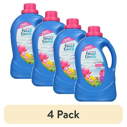 (4 pack) Final Touch Ultra Concentrated Fabric Softener Plus Conditioner, Spring Fresh, 130 Fluid Ounces, 152 Loads