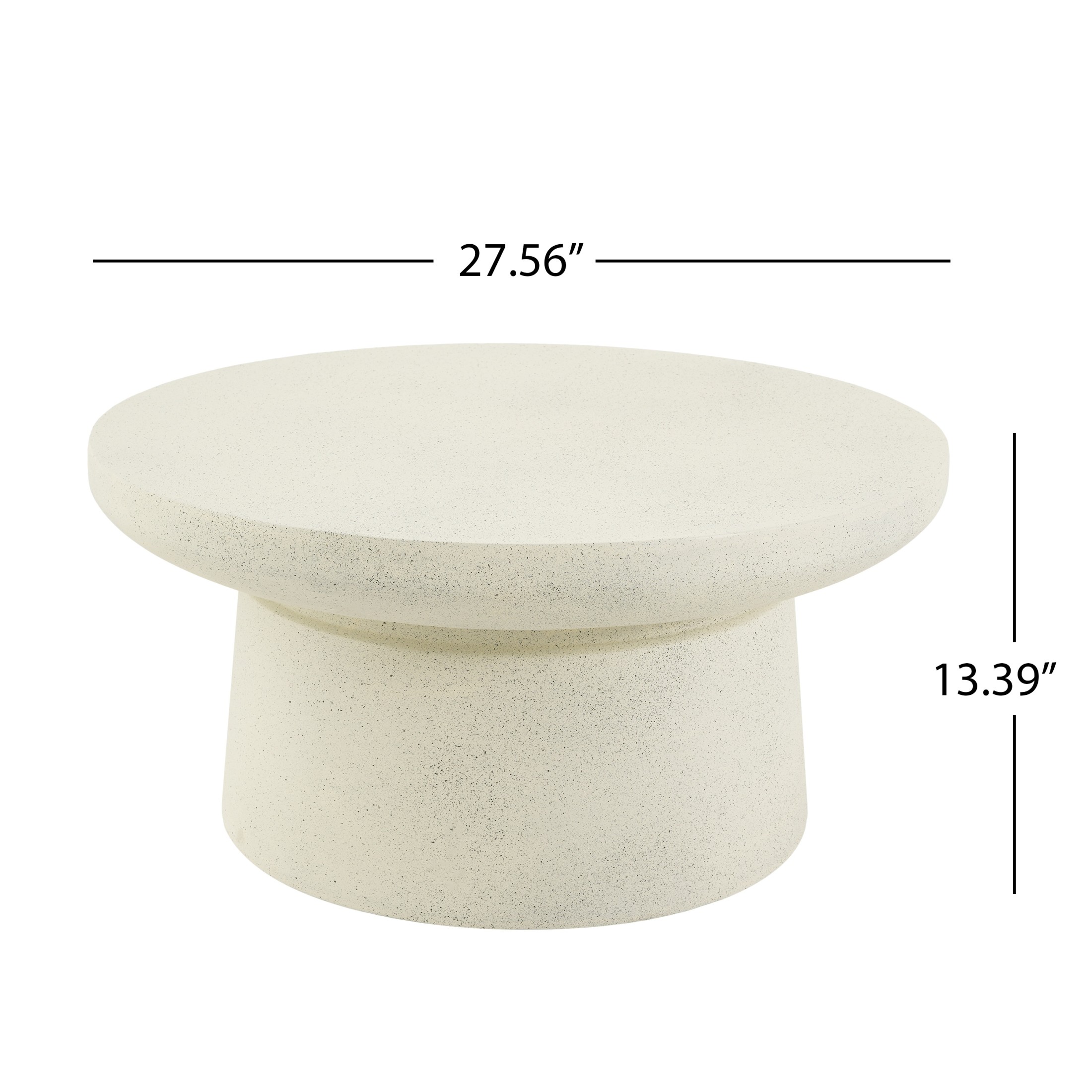 Christopher Knight Home 27.56" Indoor Outdoor Round MGO Coffee Table, Off-White Speckled