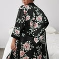 thumbnail image 5 of Abomasnow Women's Floral Long Satin Robes Plus Size Long Silk Robes Peacock Floral Kimonos Sleepwear Dressing Gown, 5 of 7