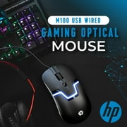 HP USB Wired Gaming Optical Mouse with LED Backlight and Adjustable 1000/1600 DPI Settings, 3 Buttons and Press Life Up to 5 Million Clicks