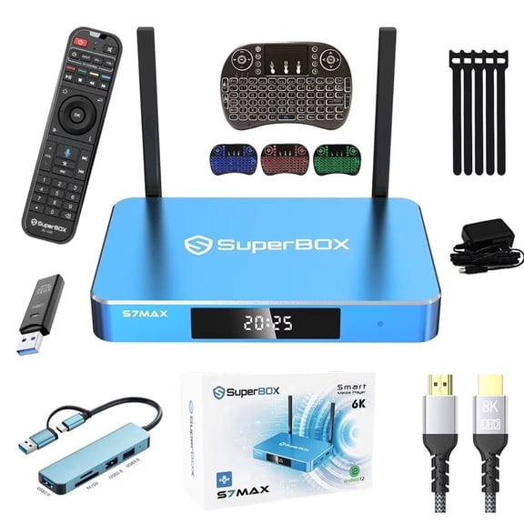 Latest SuperBox S7 Max 2026 Fully Loaded, 4GB RAM 64GB ROM for Family Entertainment, with Voice Remote, Time Shift & Parental Controls