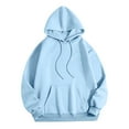 thumbnail image 4 of IROINNID Savings Hoodie for Women Letter Print Round Neck Long Sleeve Casual Hoodie Loose Fit Fall Warm Tops Basic Pullover,Light Blue, 4 of 4