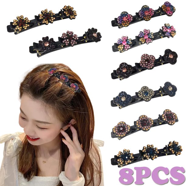 Hair clips Crystal Stone Braided Hair Clips Clover Hairpin For Women
