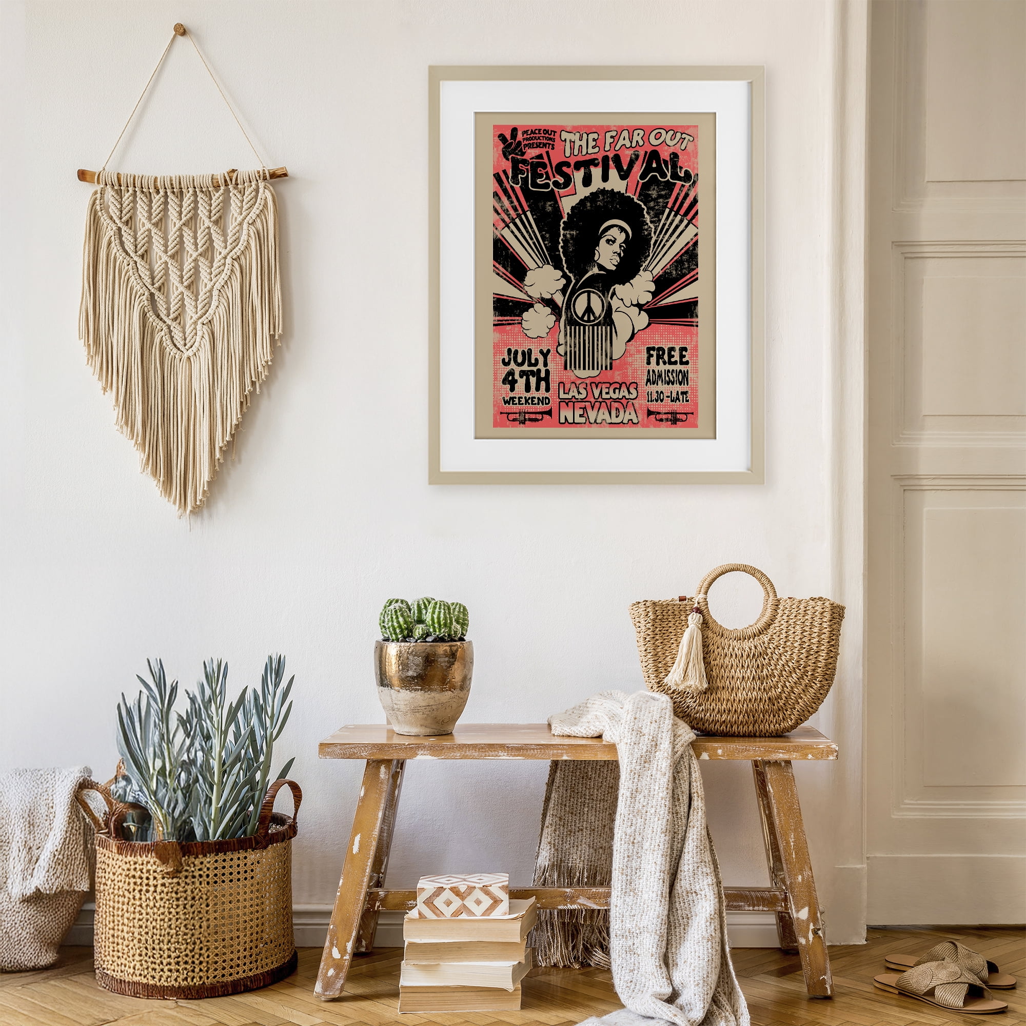 Stupell Industries Retro Far Out Festival Poster Birch Framed Print Under Glass, design by Ali Chris