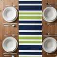 thumbnail image 6 of Navy Blue Green Striped Table Runner - 108 Inch Long, Kitchen Dining Table Runner Dresser Scarves, Modern Minimalist Ombre Lines Farmhouse Decor for Coffee Tables Wedding Party Banquet, 6 of 8