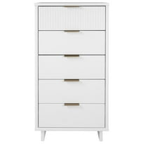 Manhattan Comfort Granville Tall & Narrow Engineered Wood Dresser in White