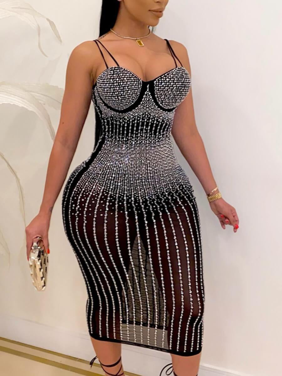 Lovelywholesale Plus Size Sequined See-through Dress - Walmart.com