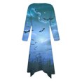 thumbnail image 3 of Long Dress with Sleeves,Summer Casual Dress,Ladies Fashion Printed Long Sleeved Round Neck Casual Irregular Dress, 3 of 5