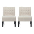 thumbnail image 2 of 2 Pcs Accent Chair - Beige Fabric Chairs With Sophisticated Look And Robust Wood Legs For Baseball Gear Rental Store (2 Pcs) Upholstered Style Bedroom Sitting Area, 2 of 6