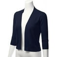 thumbnail image 2 of Cielo Women's Plus Size 3/4 Sleeve Solid Open Front Cropped Bolero Shurug Light Cardigan, 2 of 5