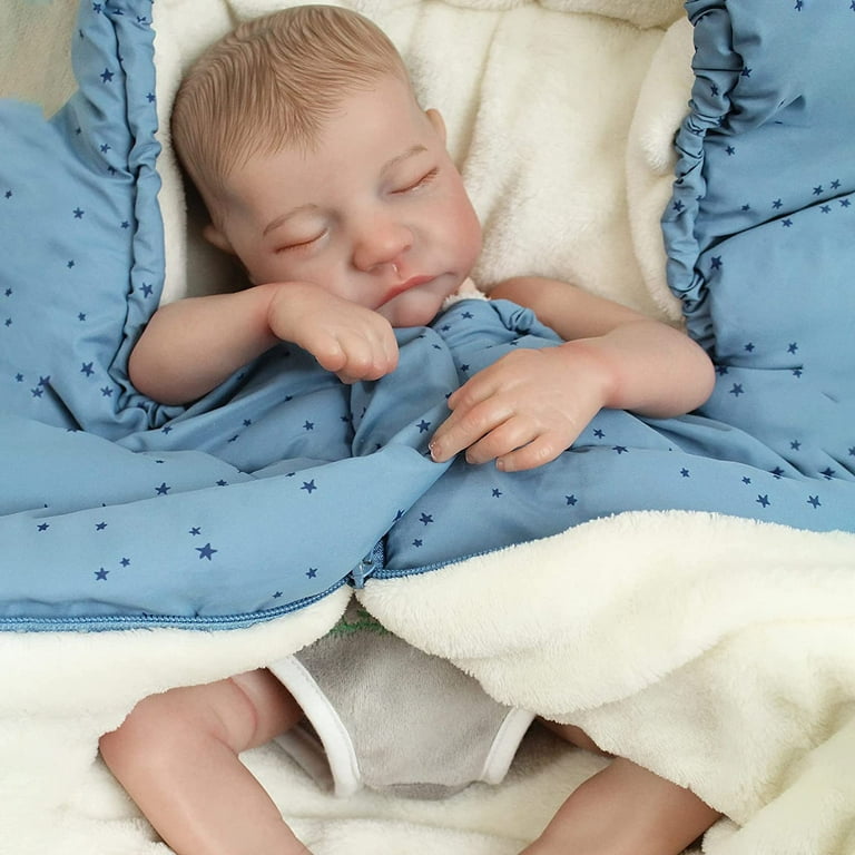 19 Reborn Baby Doll Soft Cloth Body Boy Girl Lifelike Sleeping Newborn  Kids Toy