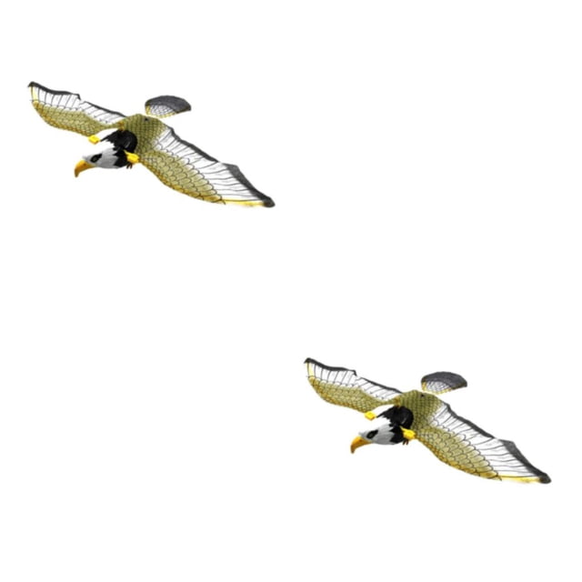 maskred Life Size Bird Scarer Flying Kite with Light and Sound for Farm Garden Hawk 2Set