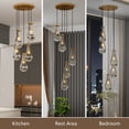 thumbnail image 2 of Raindrop 5 Light Cluster Pendant Lights,13.8in High Ceiling Chandeliers Adjustable, for Living Room Foyer Stairwell ,Bedroom ,E12 Gold, 2 of 10