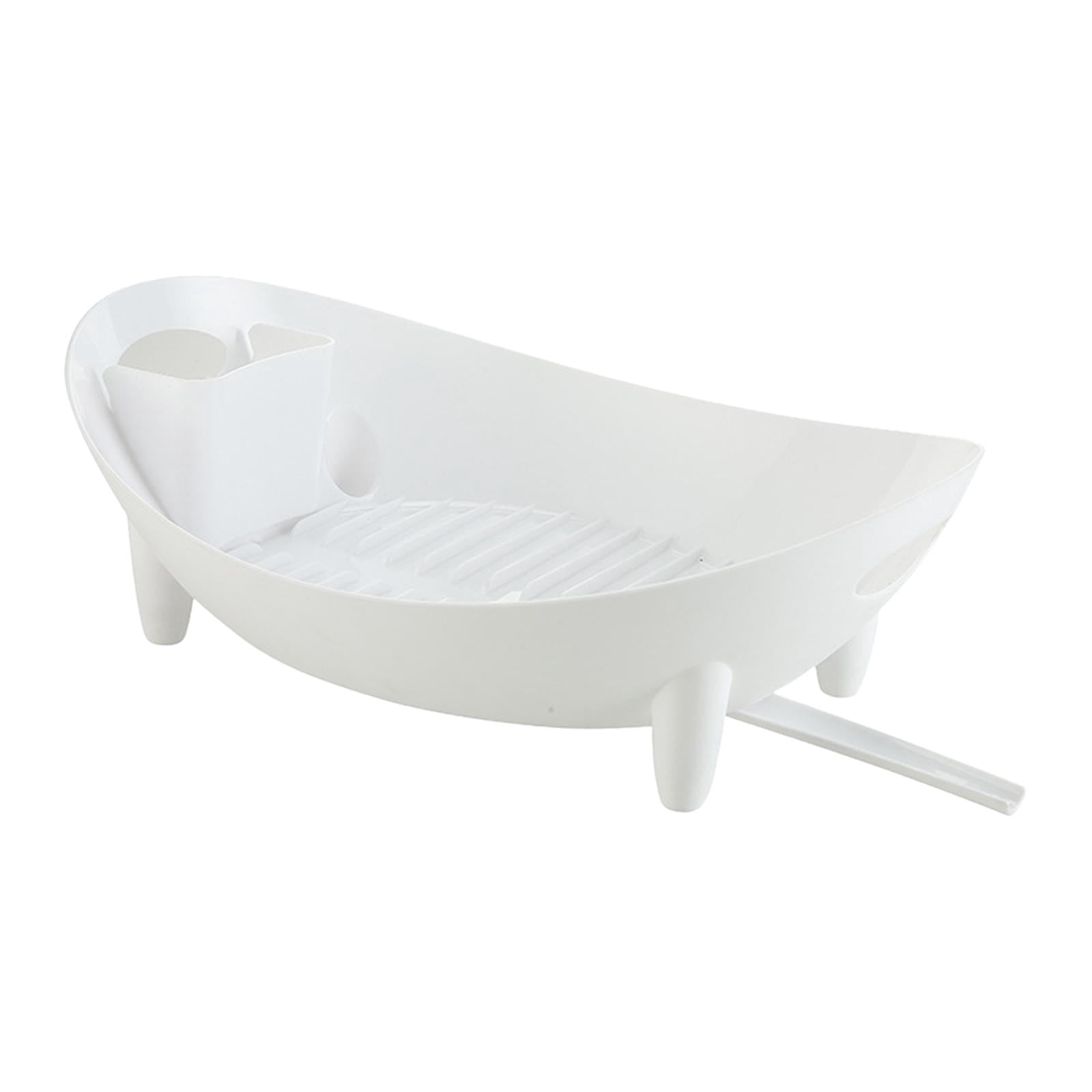 Nishiyuenyi Dish Drying Rack with Water Outlet Multipurpose Durable Kitchen Drain White