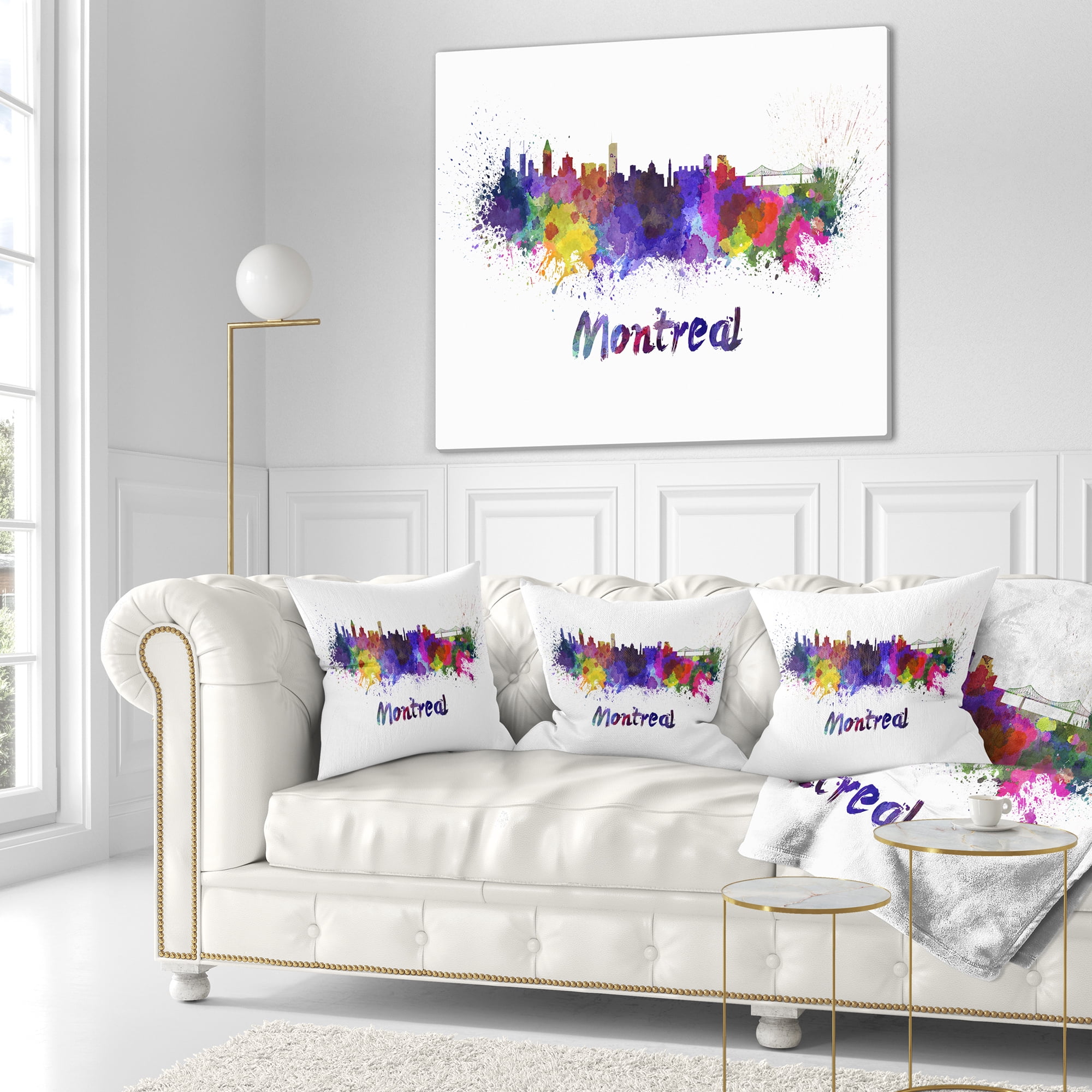 Designart Montreal Skyline - Cityscape Throw Pillow - 18x18