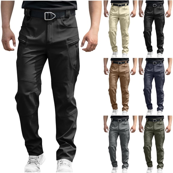 Purcolt Cargo Pants for Men, High Waisted Lightweight Quick Dry Outdoor Hiking Trousers Comfy Baggy Office Work Pants
