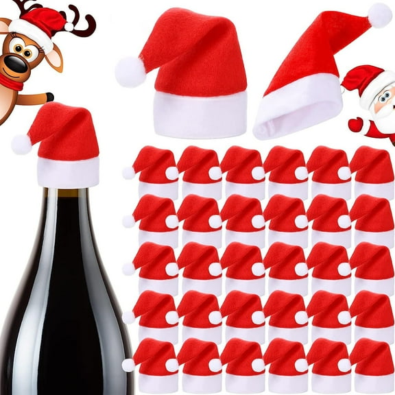 Dalrosia Mini Red Santa Hats,30 Pieces Christmas Hat for Crafts Small Santa Hats for Xmas Party Table Dinner Decorations