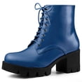 thumbnail image 1 of Unique Bargains Women's Platform Chunky Heels Combat Boots, 1 of 6