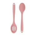 thumbnail image 2 of 5 Set Silicone Spoons for Cooking, 8 Inch Free & Food Grade Serving Cooking Spoon, Nonstick Serving Spoons, Heat Resistant Slotted Spoon for Mixing and Serving, Pink, 2 of 3