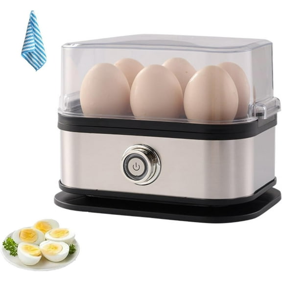 Smart Egg Cooker with Auto Shut, Electric Rapid Egg Boiler for 6 Eggs, Effortless Egg Cooking with the Ultimate Stainless Steel Egg Cooker for Hard/Soft/Medium Boiled, Poached, Scrambled