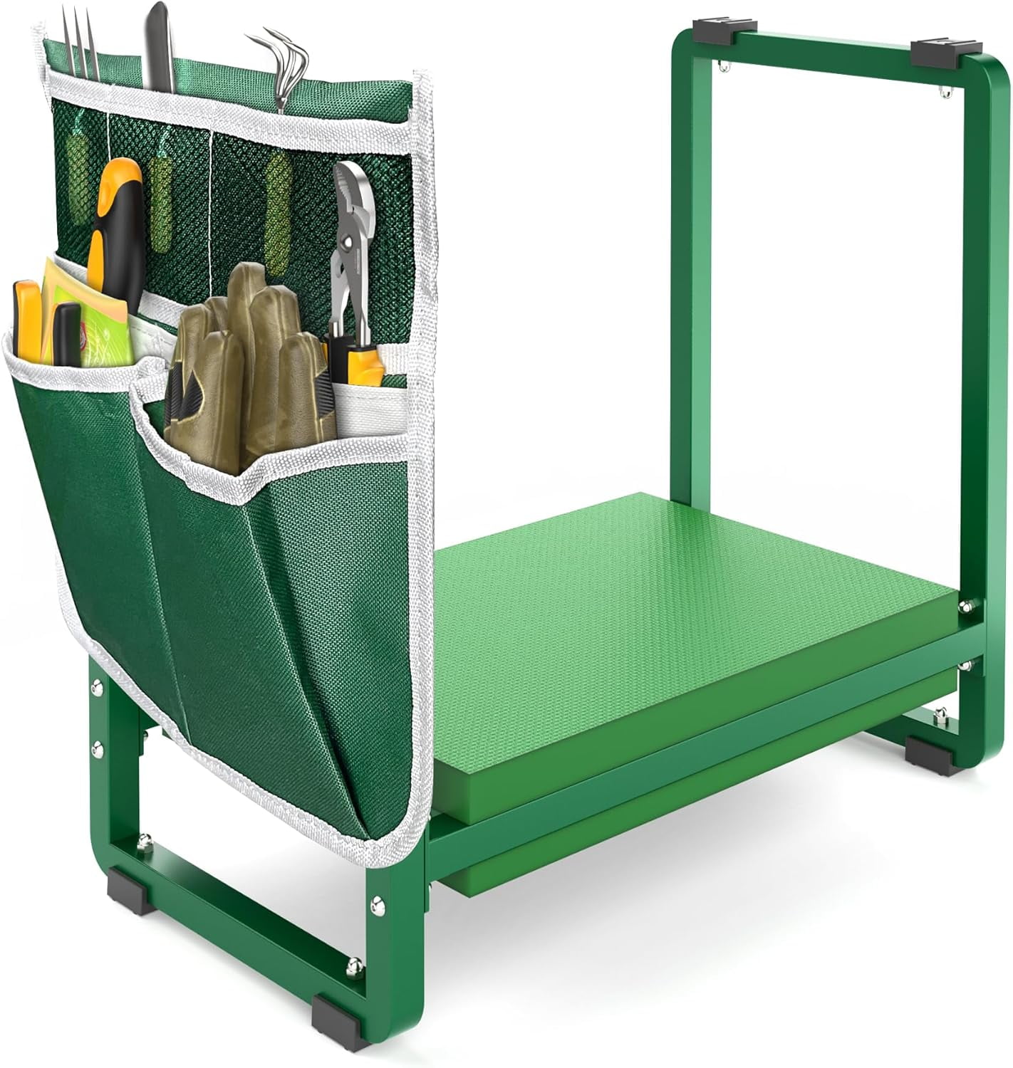 Garden KneelersSeat, Stable and Save Anti-Tipping Design 10.2" Wider Garden Kneeler and Seat with Handle, Heavy Duty Gardening Stool for Seniors, Gardening Weeding Bench for Gardeners Parents - Green