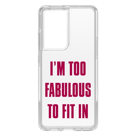 DistinctInk Clear Shockproof Hybrid Case for Galaxy S21 ULTRA 5G (6.8" Screen) - TPU Bumper Acrylic Back Tempered Glass Screen Protector - I'm Too Fabulous to Fit In