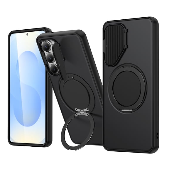 TECH CIRCLE for Galaxy A16/A17/A26 5G Case, Built-in Camera Cover / Rotating Ring Holder Kickstand, Compatible with MagSafe Charger and Magnetic Accessories, Protective Slim Phone Cover, Black