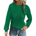thumbnail image 2 of Dxzfnsa Womens Tops Trendy Dressy Casual Long Sleeve Shirts Crewneck Basic T Shirts Solid Loose Textured Outfits Blouses, 2 of 6