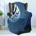 thumbnail image 4 of Halloween Soft Flannel Fleece Throw Blanket, Cloud of Bats Flying Through the Night with Full Moon Fall Season, Cozy Plush for Indoor and Outdoor Use, 60" x 80", Night Blue Black Grey, by Ambesonne, 4 of 5