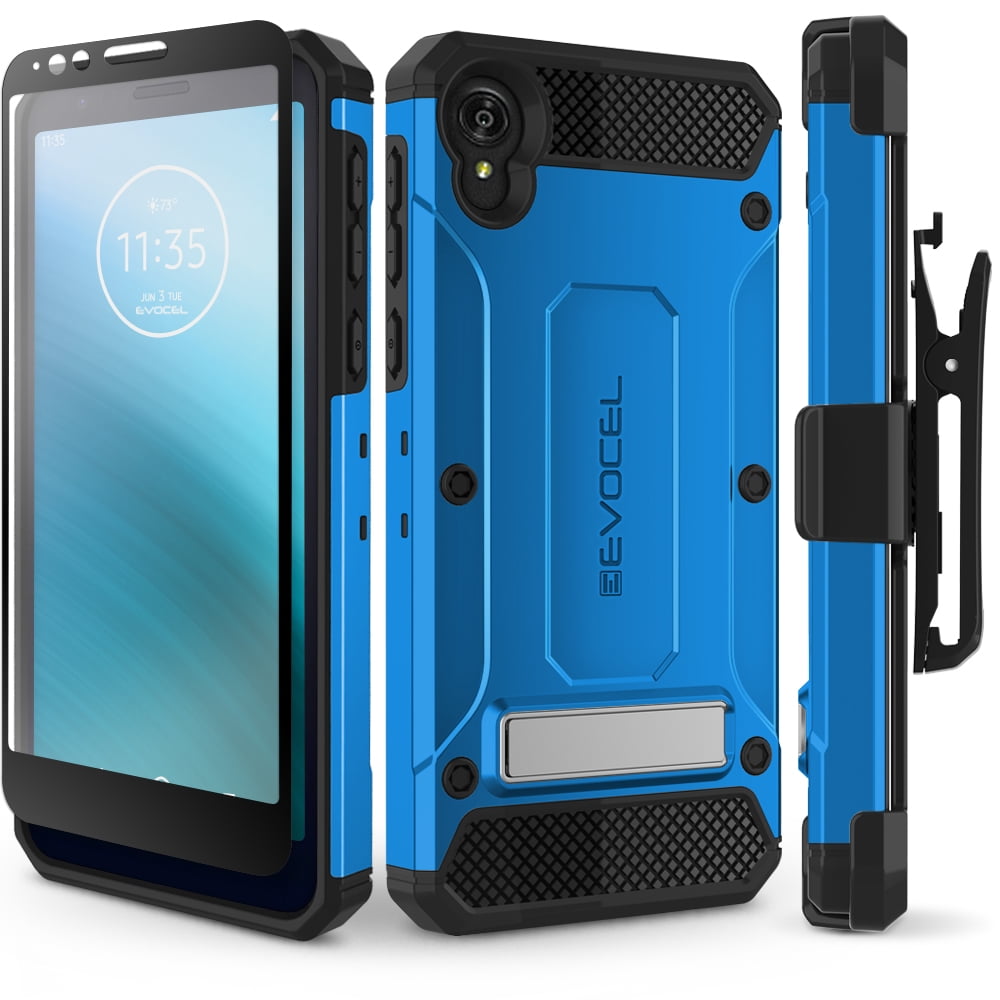 Motorola Moto E6 Case Evocel Glass Screen Protector Belt Clip 