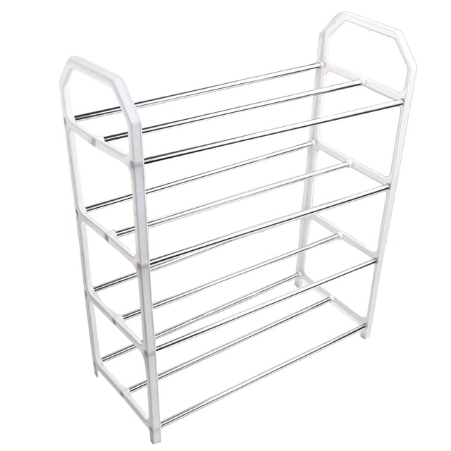 Mosiee Simple Shoe Rack Metal Shoe Shelf Footwear Rack Living Room Space Saving Organizer Stand Holder Black Shoe Shelf