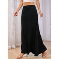 thumbnail image 2 of Women'S Casual Mid Long Skirts Stretchy Ultra-Soft Flowy Maxi Formal Skirts High Waist Lounge Skirts for Women Black XL, 2 of 5