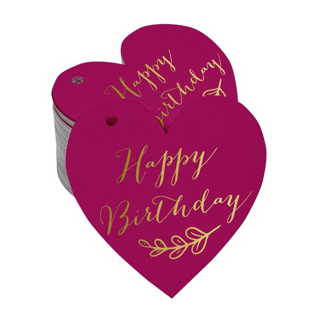 Inkdotpot Real Gold Foil Happy Birthday Tags Favor Hang Paper Tags 100 Pieces