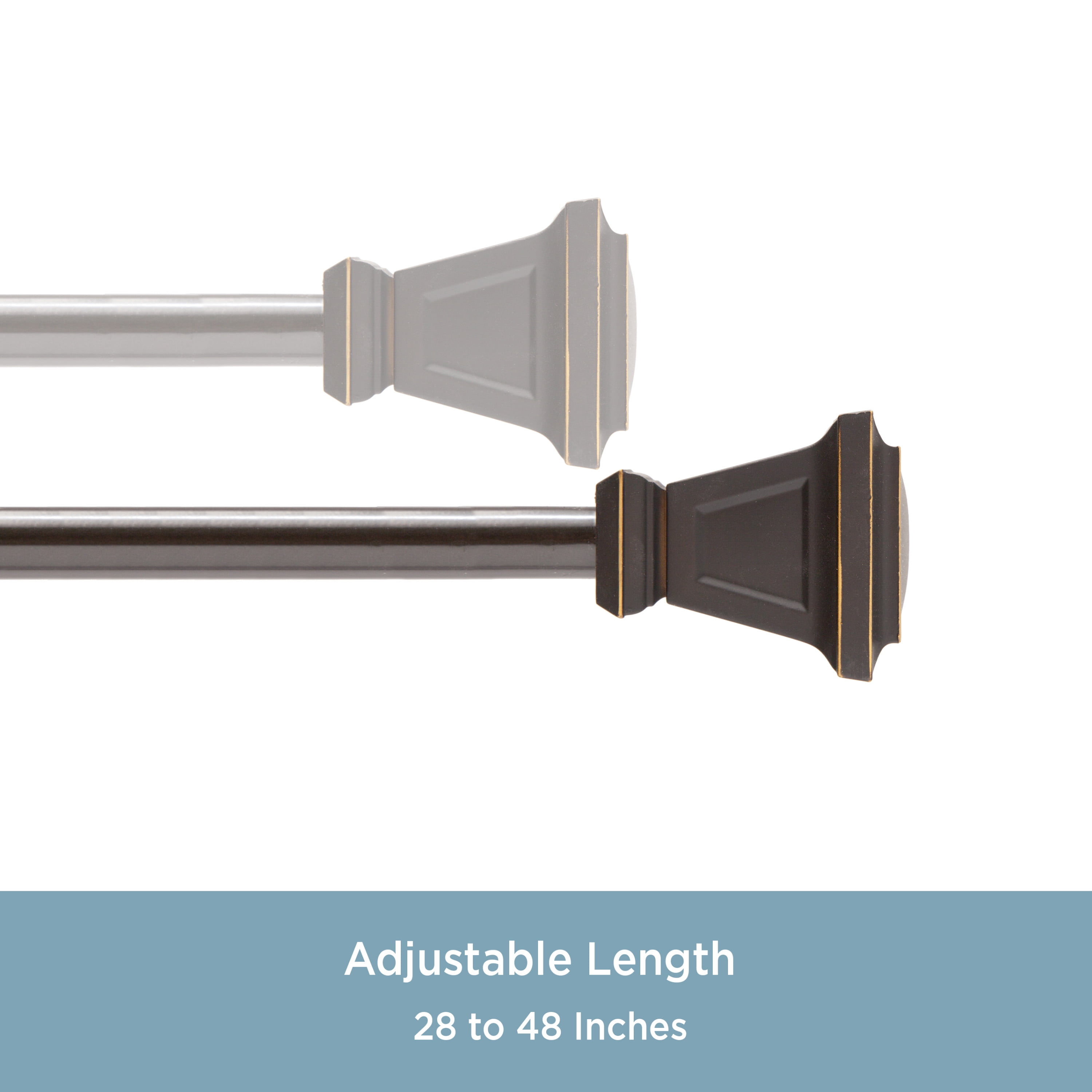 Kenney Seville 5/8" Standard Decorative Window Curtain Rod, 28-48", Oil Rubbed Bronze