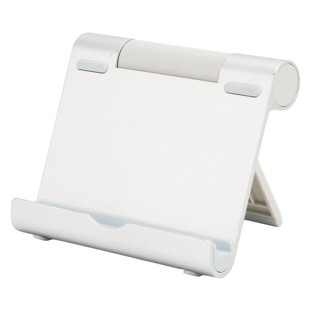 Soporte para teléfono giratorio 180 grados, plegable, portátil, de aleación de aluminio y silicona, con capacidad de carga de 5 kg, para tableta, escritorio, oficina, color plateado